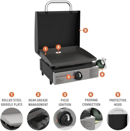 60,000 BTU Commercial Griddle | 17" Heavy-Duty Cast Iron Flat Top Grill for High-Volume Cooking