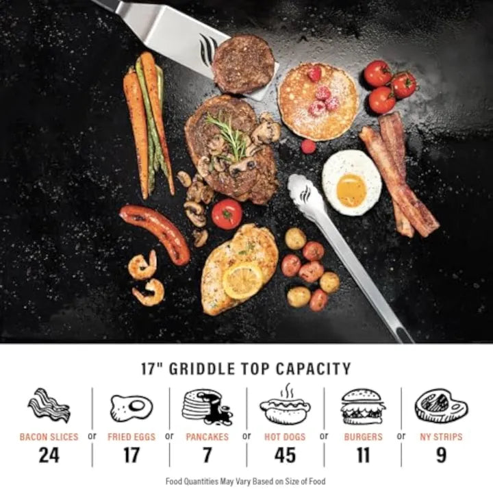 60,000 BTU Commercial Griddle | 17" Heavy-Duty Cast Iron Flat Top Grill for High-Volume Cooking